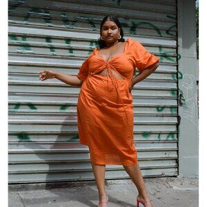 WRAY NYC turmeric orange Jules midi dress